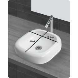 Belmonte Table Top Wash Basin Slash 16 Inch X 16 Inch - White