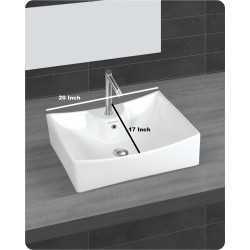 Buy Belmonte Table Top Wash Basin Sheep 20 Inch X 17 Inch - White O...