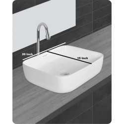 Belmonte Table Top Wash Basin for Bathroom - Battle - White