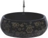 Belmonte Ceramic Designer Table Top Wash Basin 41cm x 41cm x 15cm Retro Printed Black