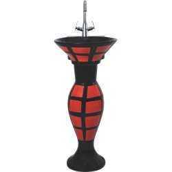 Belmonte Designer Pedestal Wash Basin Dolphin 30 Color - Red & Black