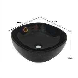 Buy Belmonte Ceramic Designer Table Top Wash Basin Black Multi Colo...