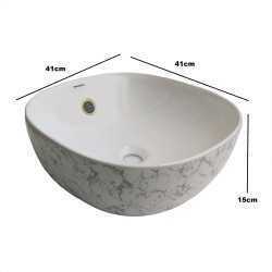 Buy Belmonte Ceramic Designer Table Top Wash Basin White Grey Color...