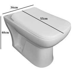 Belmonte Ceramic European Water Closet Commode Toilet EWC with Seat Cover Square - White