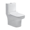 Belmonte One-Piece Western Toilet Commode EWC - White Glossy Ceramic, S-Trap Outlet, Rimless Siphonic Flushing