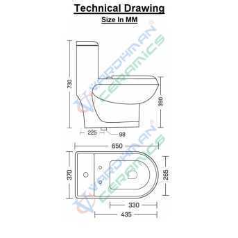 Belmonte Floor Mounted S Trap 225mm / 9 Inch Western Water Closet Toilet Cardin White