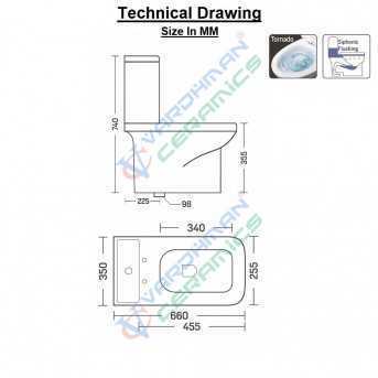 Belmonte One-Piece Western Toilet Commode EWC - White Glossy Ceramic, S-Trap Outlet, Rimless Siphonic Flushing