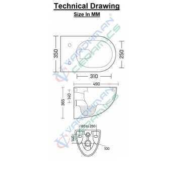 Buy Belmonte Wall Mounted Toilet Seat / Bathroom Commode Titan Whit...