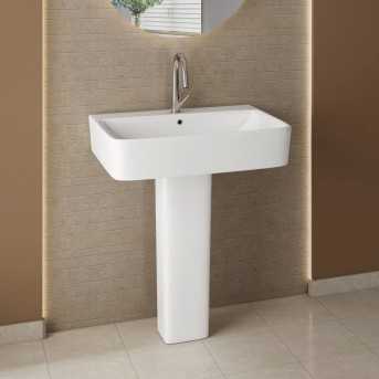 Buy Belmonte Thar Set Ceramic Pedestal Wash Basin | Wall Mount | Gl...