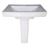 Modern Pedestal Wash Basin Belmonte LCD Set White Ceramic Glossy Finish 26 x 18 x 33 Inch