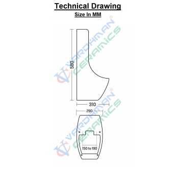 Belmonte Evans Wall Mount Male Urinal Pot - White Ceramic Glossy Finish 310x290x580mm