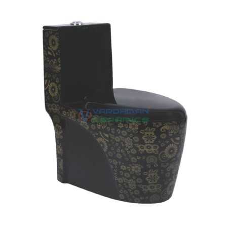 Belmonte Designer EWC One Piece Western Commode Toilet Numero S Trap 230mm / 9 inch Printed Black