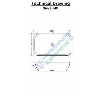 Black wash basin size