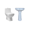 Combo of Belmonte Water Closet Square S Trap with Lotus Pedestal Wash Basin - Ivory